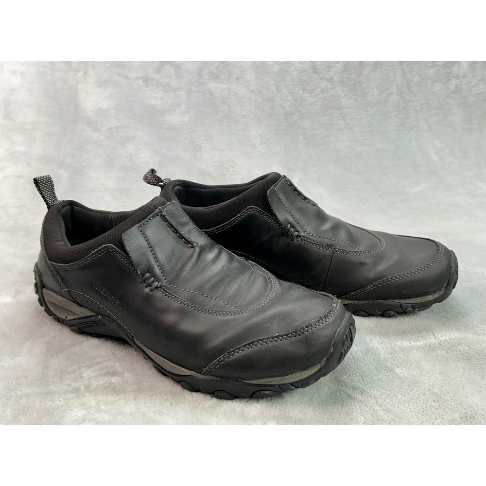 Merrell Bellot Moc Shoes Mens Size 9 Black Good Leather Slip On Casual Loafers